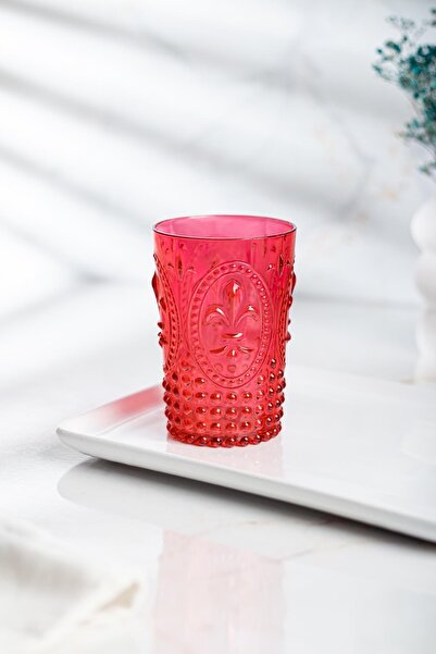 Mustran Acrylic Red 6-Piece Short Cup & Water Soft Drink Coffee Side Cup 400 ml (Not Glass)