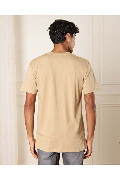 REDTAG Men Beige Dynamic Balance T-Shirt