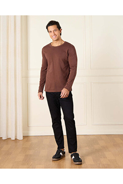 REDTAG Men Brown Basic T-shirt