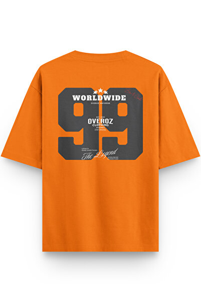 Overoz 99 Back Printed Half Oversized Orange Tshirt 1408