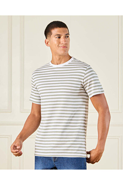 REDTAG Men Grey Jacquard T-Shirt