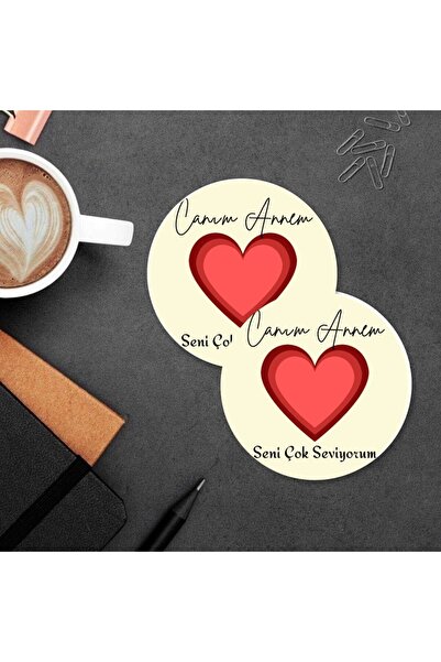 Çılgıntrend حامل أكواب مزدوج من الخشب المضغوط بتصميم الأم العزيزة – هدية عيد ...