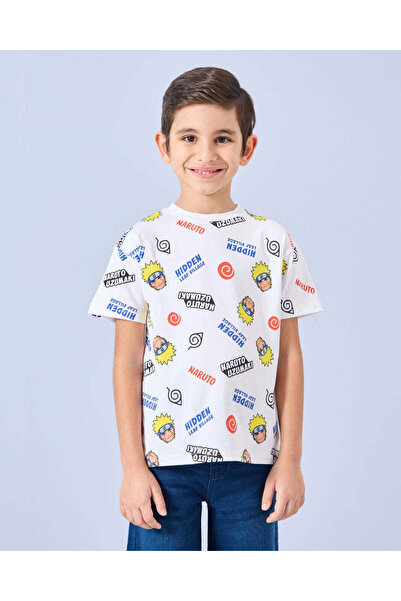 REDTAG Boys White Printed T-Shirt