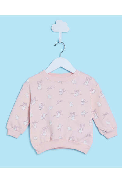 REDTAG Infant Girls Pink Rabbit Print T-Shirt
