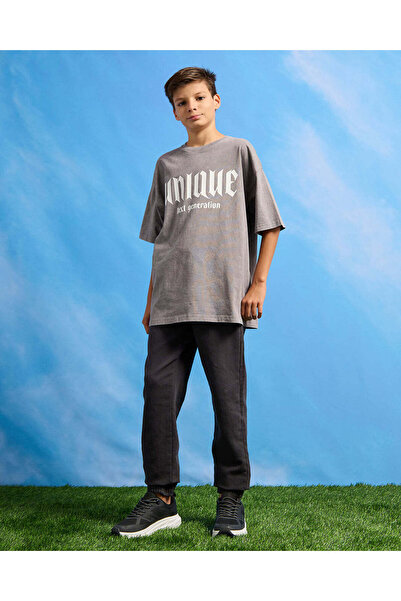 REDTAG Senior Boys Grey Printed Oversize T-Shirt