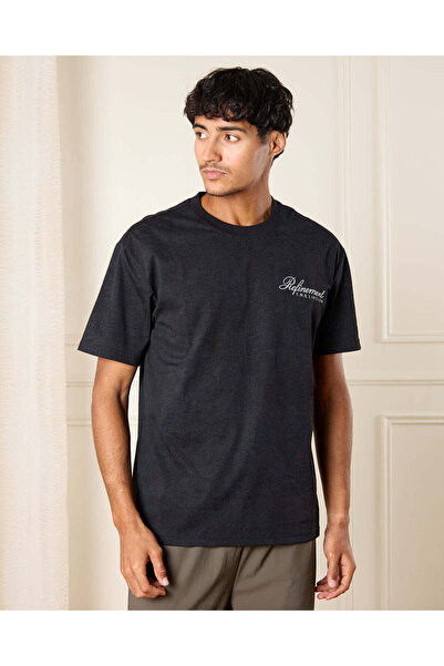 REDTAG Men Black Printed T-Shirt