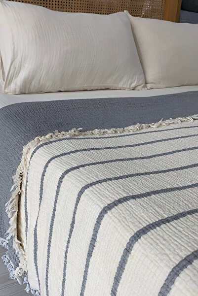 sutra طقم نوم من الموسلين مكون من 8 طبقات مع لحاف وملاءة مرنة مزدوجة