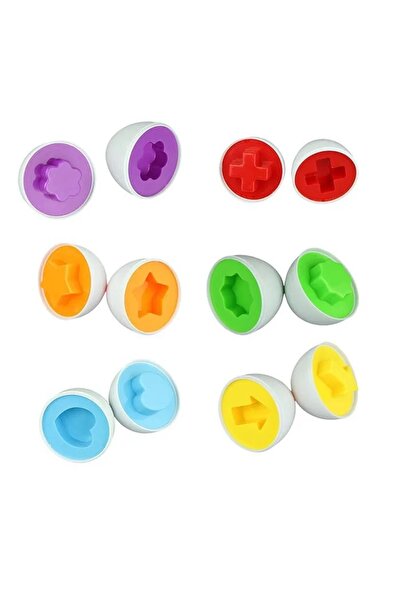 Ikonka Joc de asociere si sortare pentru copii, Matching Shapes, cu 6 oua col...