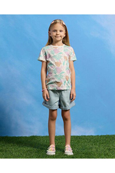 REDTAG Girls White Leaves Print Shirt