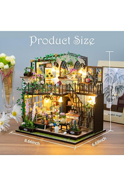 shrike 3D Puzzle Book Nook DIY Garden House, miniature house with LED lights 22 x 17 x 23 cm