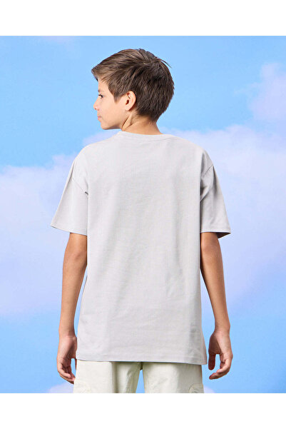 REDTAG Senior Boys Grey Loose Fit T-shirt