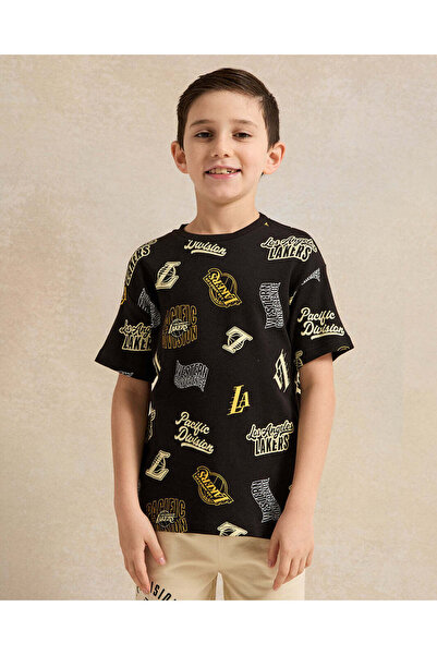 REDTAG Boys Black Printed T-Shirt