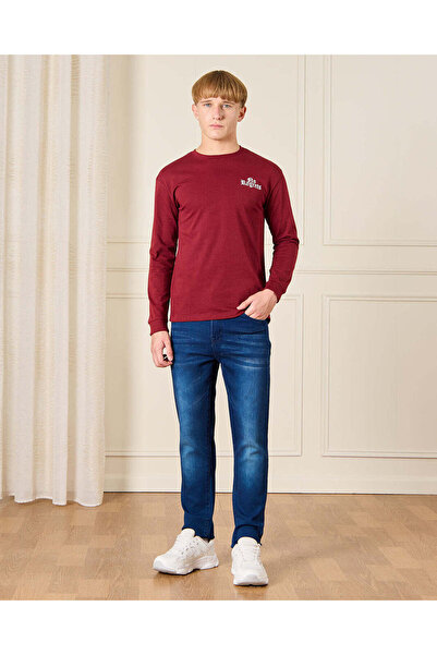 REDTAG Senior Boys Burgundy Printed T-Shirt