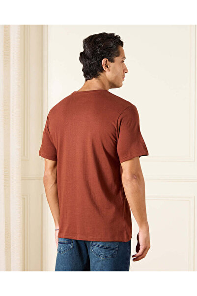 REDTAG Men Brown Basic Graphic T-Shirt