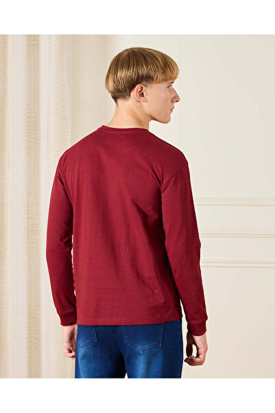 REDTAG Senior Boys Burgundy Printed T-Shirt