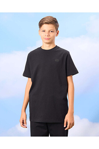 REDTAG Senior Boys Black Solid T-Shirt Set (2 Piece)