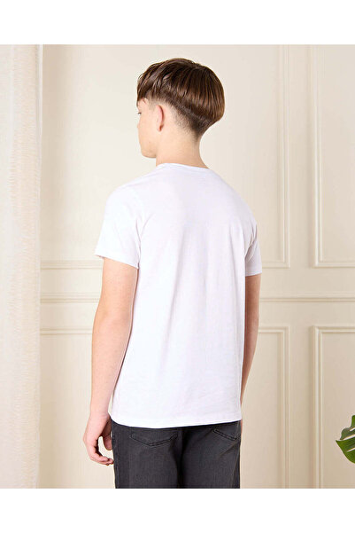 REDTAG Senior Boys White Graphic T-Shirt