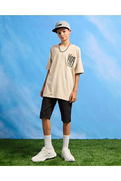 REDTAG Senior Boys Beige Oversize T-Shirt