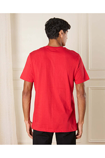 REDTAG Men Red Graphic T-Shirt