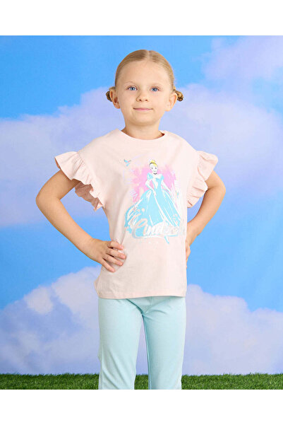 REDTAG تي شيرت وردي مطبوع عليه صورة سندريلا للبنات