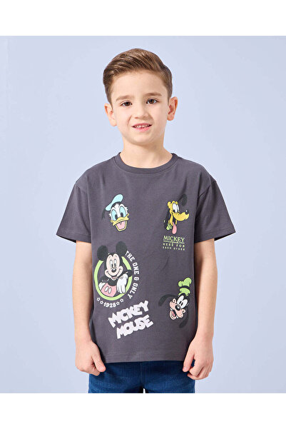 REDTAG تي شيرت رمادي بطبعة ميكي ماوس للأولاد