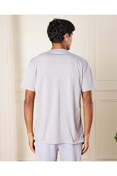 REDTAG Men Grey Basic T-Shirt