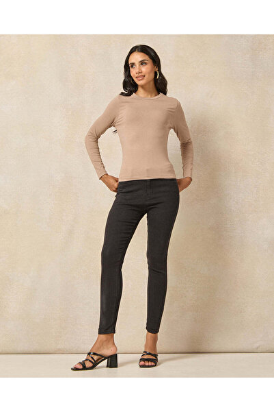 REDTAG Women Brown Long Sleeve Basic T-Shirt