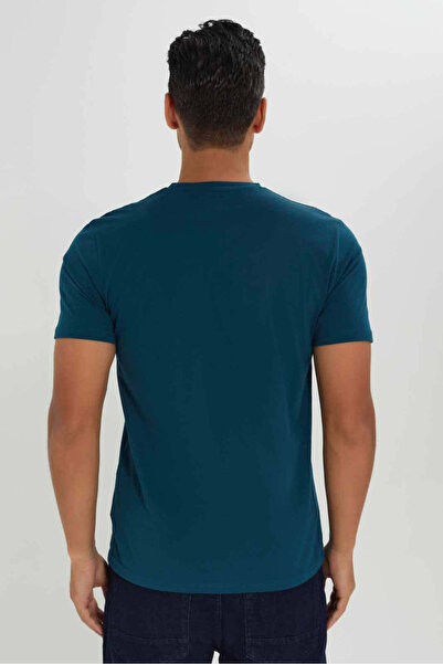 REDTAG Teal V-Neck T-Shirt