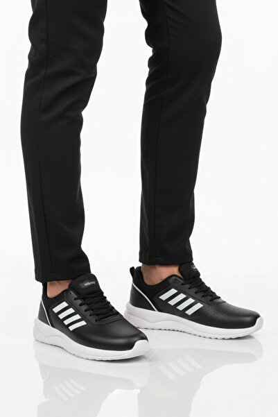 WALKWAY Black and White Lace-Up Lightweight Flexible Men's Sports Shoes Nereus m