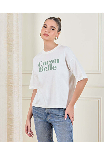 REDTAG تي شيرت نسائي أبيض مطبوع