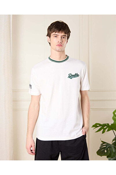 REDTAG Men Ivory Baseball Chicago Print T-Shirt