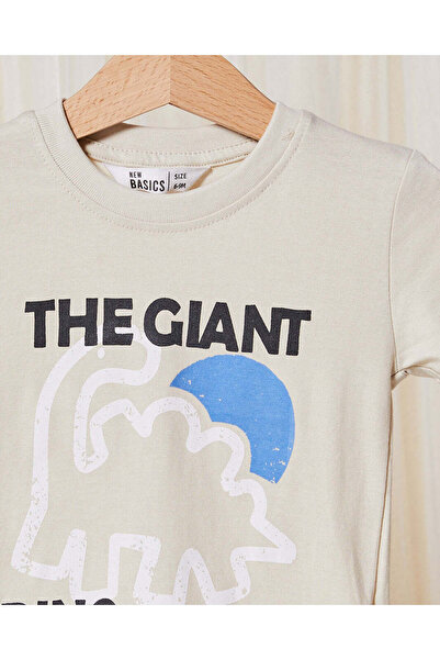 REDTAG Infant Boys Ecru Printed T-Shirt