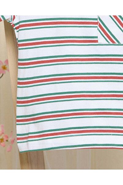 REDTAG Infant Girls Brown Striped T-Shirt