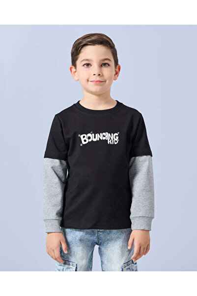 REDTAG Boys Black Printed T-Shirt