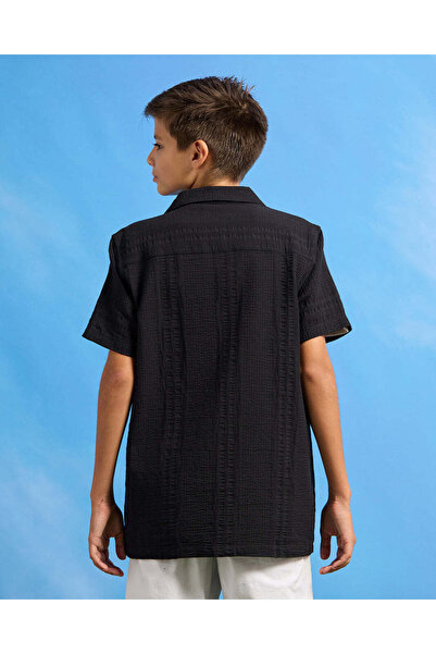 REDTAG Senior Boys Black Shirt With White T-Shirt Set (2 Piece)