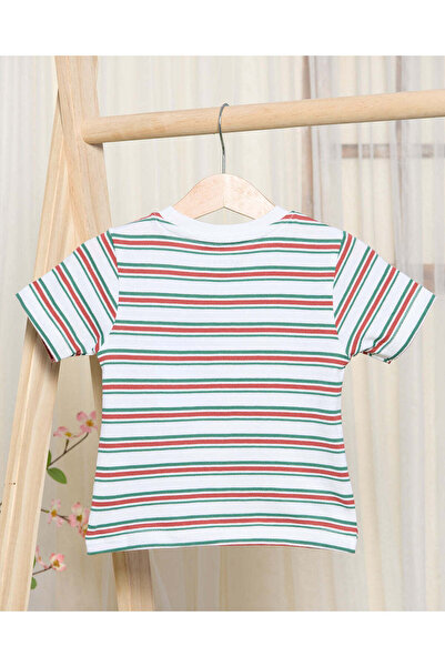 REDTAG Infant Girls Brown Striped T-Shirt