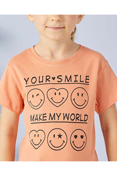 REDTAG Girls Orange Printed Casual T-shirt