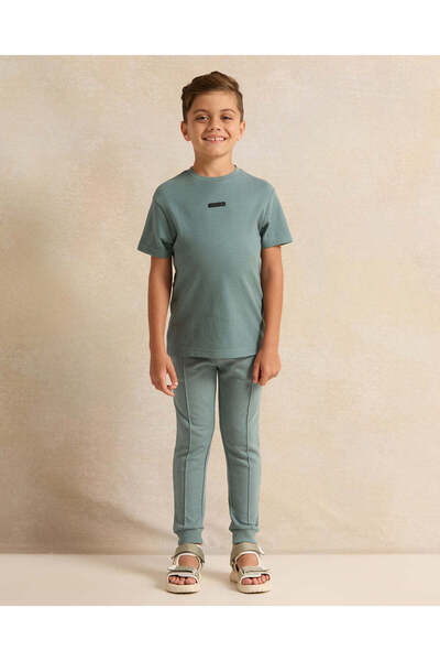REDTAG Boys Teal Plain T-Shirt