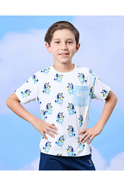 REDTAG Boys White Bluey Printed T-Shirt