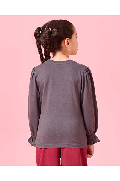 REDTAG Girls Charcoal Horse Placement Print T-Shirt