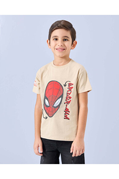 REDTAG Boys Brown Printed T-Shirt