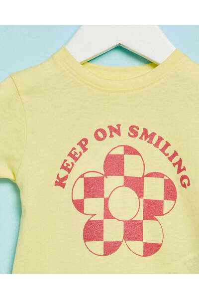 REDTAG Infant Girls Yellow Printed Casual T-Shirt