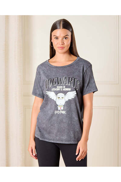 REDTAG تي شيرت نسائي مطبوع هاري بوتر باللون الفحمي