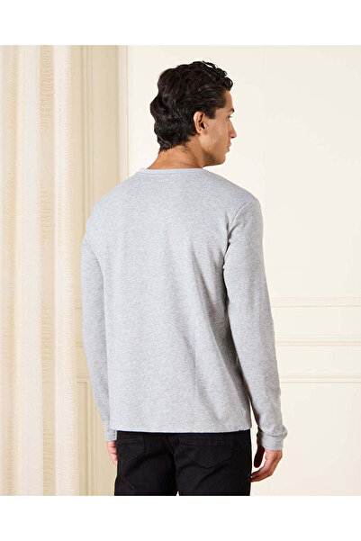 REDTAG Men Grey Basic T-shirt