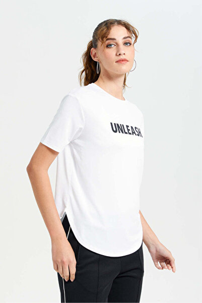REDTAG Women Ivory Printed Active T-Shirt