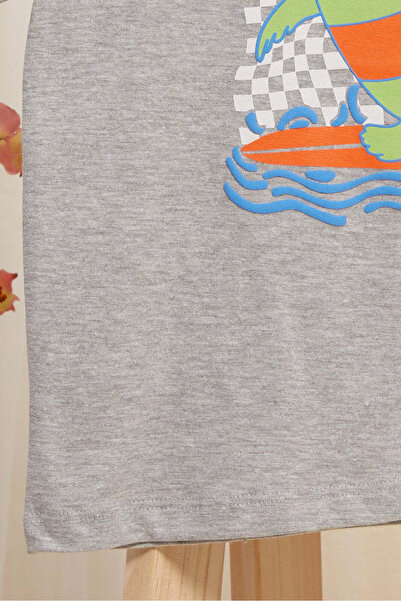 REDTAG Infant Boys Grey Shark Printed T-Shirt
