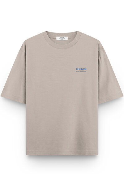 Overoz Μπλουζάκι Ski Club Ski Snowboard με τύπωμα Semi oversized Stone Color 1409