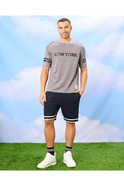 REDTAG Men Grey New York Oversized T-Shirt