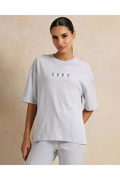 REDTAG Women Blue Active Printed T-Shirt