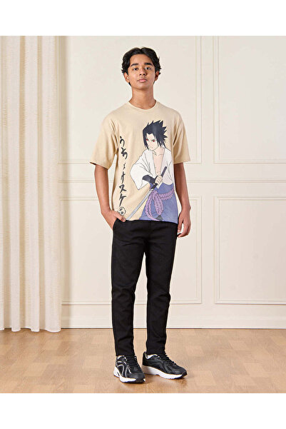 REDTAG Boys Beige Printed Naruto T-Shirt